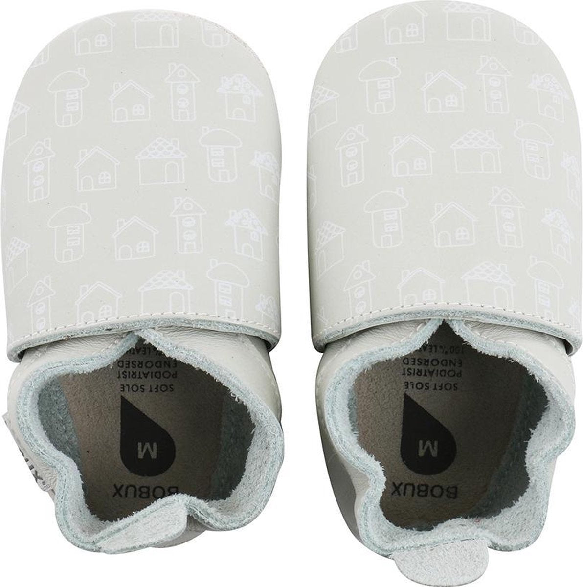 Bobux - Soft Soles - Mint house print - Babyslofjes - EU 18