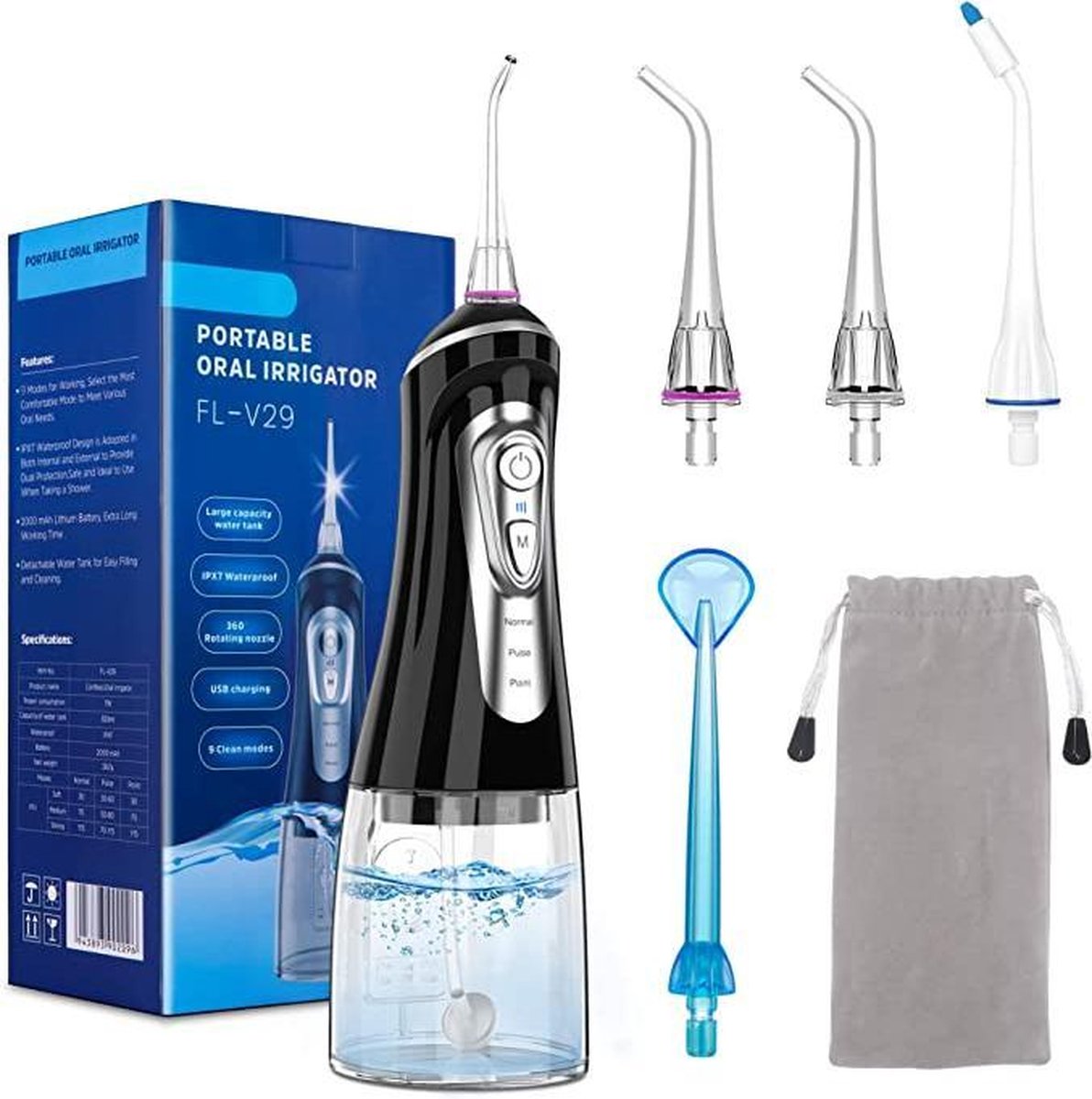 Luxe Waterflosser met grote watertank - 9 Reinigingsstanden - Monddouche - Flosapparaat - Water Flosser