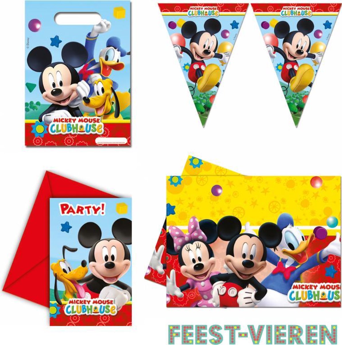 Mickey Mouse verjaardag pakket uitnodigingen