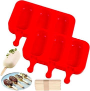 ProductGoods - Siliconen Bakvorm Magnums Maker - Waterijs Maker - Fruitijs Maker - Yoghurt Ijs Maker - Chocoladevorm - Bakvormen - Ijsjesvormpjes + 21 Gratis Stokjes Voor Het Ijs - Kleur Rood