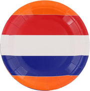 8 kartonnen bordjes oranje rood wit blauw 18 cm - Wegwerpborden van karton - Feestbordjes - Feestartikelen   voetbal EK rood wit blauw - wegwerpbordjestafeldecoratie -