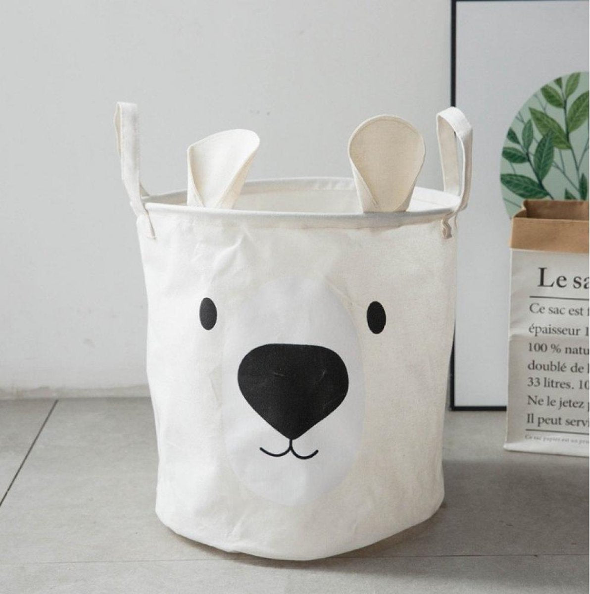 Container - Tas - Wasmand - Speelgoed mand - Teddybeer - Beige (37x40cm)