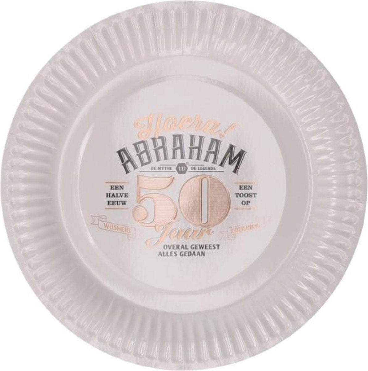 Kartonnen Bordjes wit abraham 50 jaar 23cm 8 stuks - Wegwerp borden - Feest/verjaardag/BBQ borden - feestjes