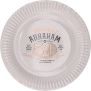 Kartonnen Bordjes wit abraham 50 jaar 23cm 8 stuks - Wegwerp borden - Feest/verjaardag/BBQ borden - feestjes