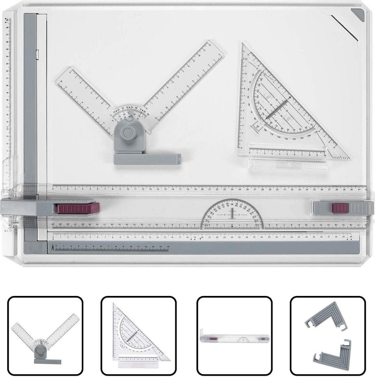 EverestPeak® Tekenplaat A3 met Tekenhaak- Anti Slip Ondersteuning- Tekenbord- 49x35