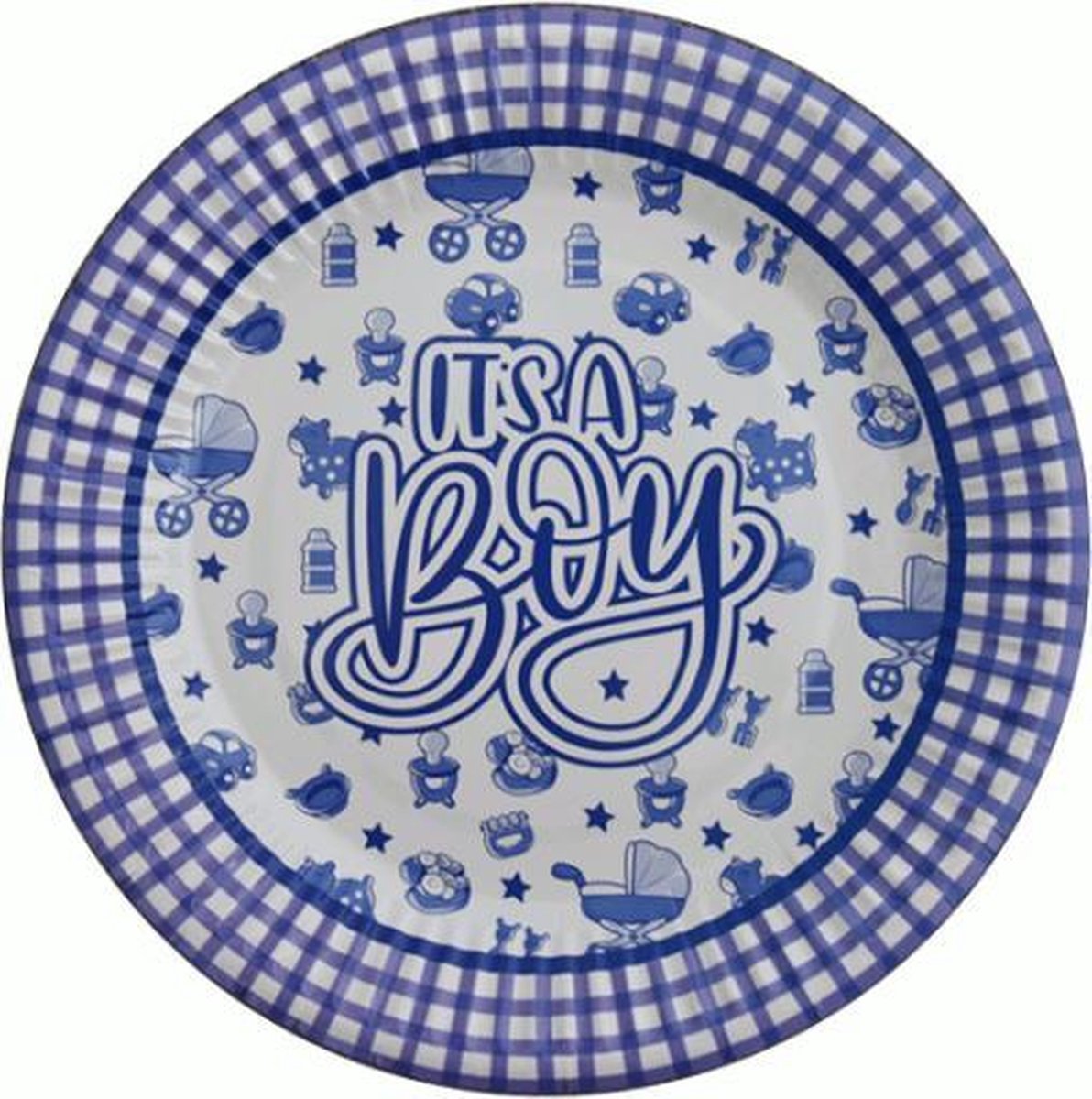 Kartonnen Bordjes  It's A Boy Blauw 18 cm 10 st - Wegwerp borden - Feest/verjaardag/BBQ borden - baby shower
