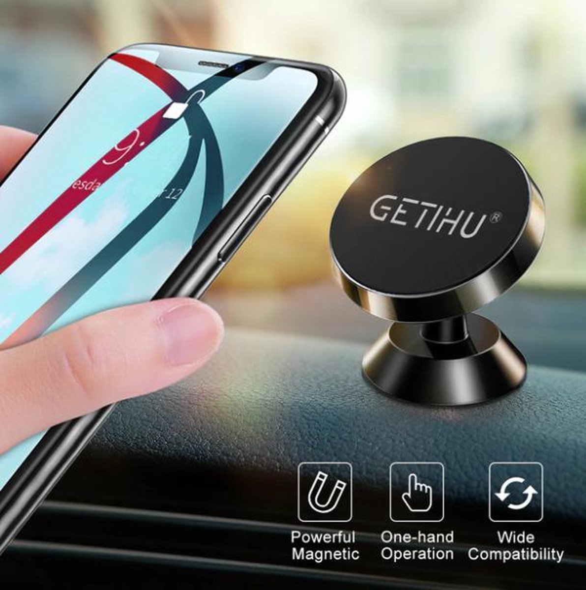 Universele 3M Sticker Dashboard Magneet Telefoon Houder voor in de Auto Kleur: zwart