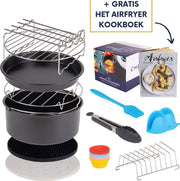 Heteluchtfriteuse accesoires inclusief "het airfryer kookboek" XL set - vanaf ø20 cm