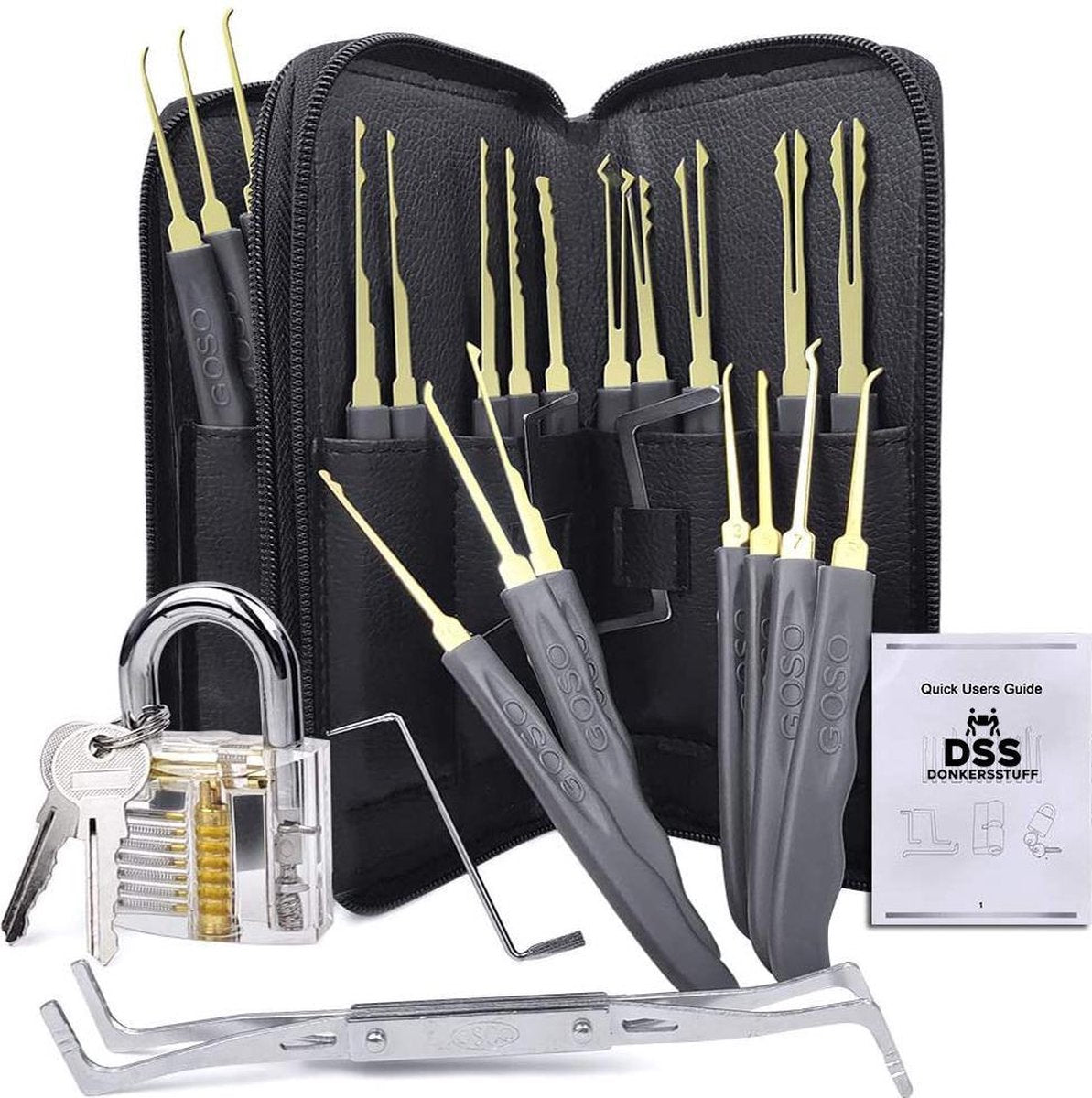 Donkersstuff - Lockpick Set - 26 Delig - Lockpicking Set - Survival Set - Survival Kit - Met Transparant Oefenslot