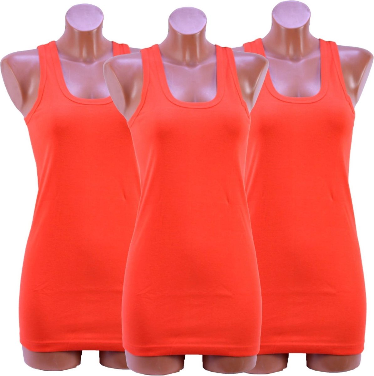 3 Pack dames hemd - 100% katoen - lichtrood - Maat S