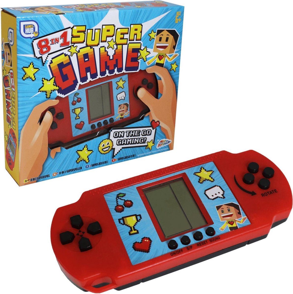 Grafix Spelcomputer 8-in-1 Supergame Junior Rood