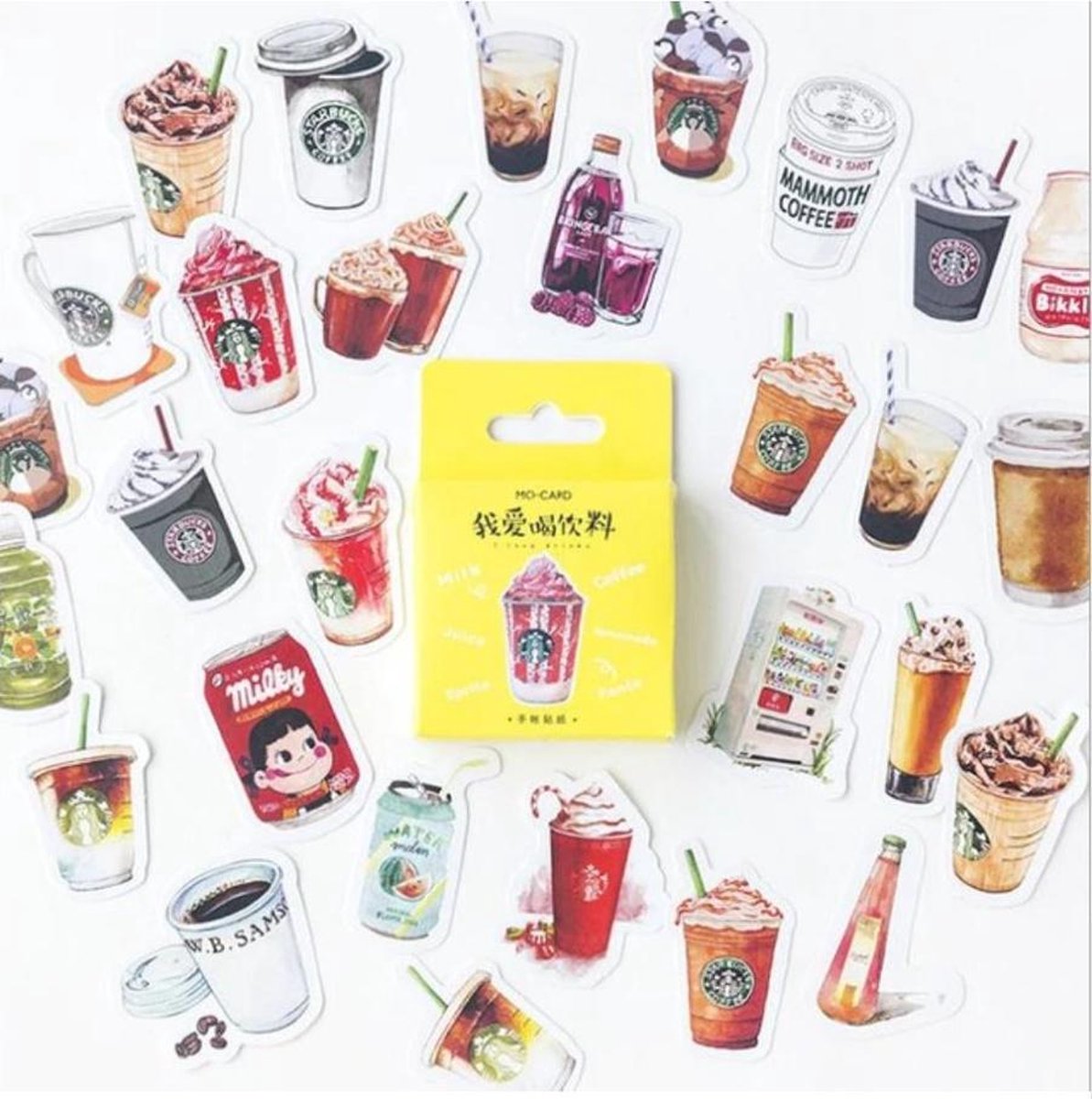 Illustratie stickers met Koffie - knutselspullen voor kinderen - plakboek verfraaiing