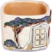 Vierkante crème Toscane wax windlicht 95/130/130 (incl. 1 stuk 3 uurs theelicht)