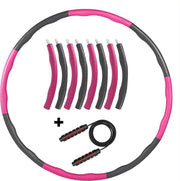 OHOME® Fitness Hoelahoep Inclusief Springtouw - Voor Volwassenen - Met Gewicht - Verstelbaar - roze