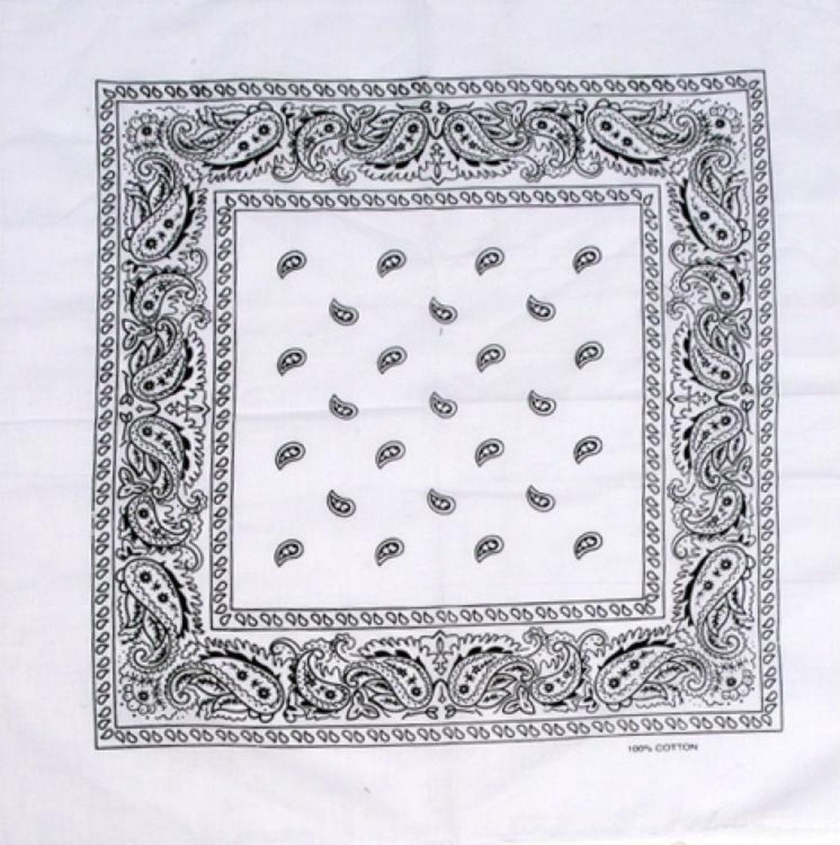 Bandana Paisley vierkant Wit