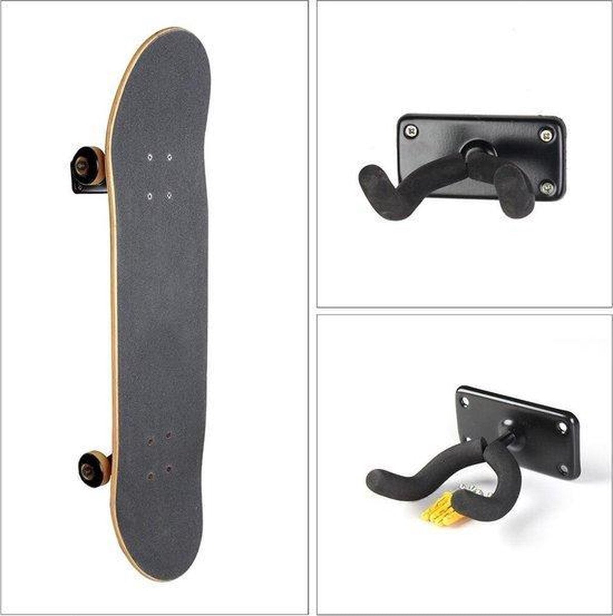 Skateboard rek - Muurbeugel - Skateboard/Longboard - met 3 skateboardstikkers