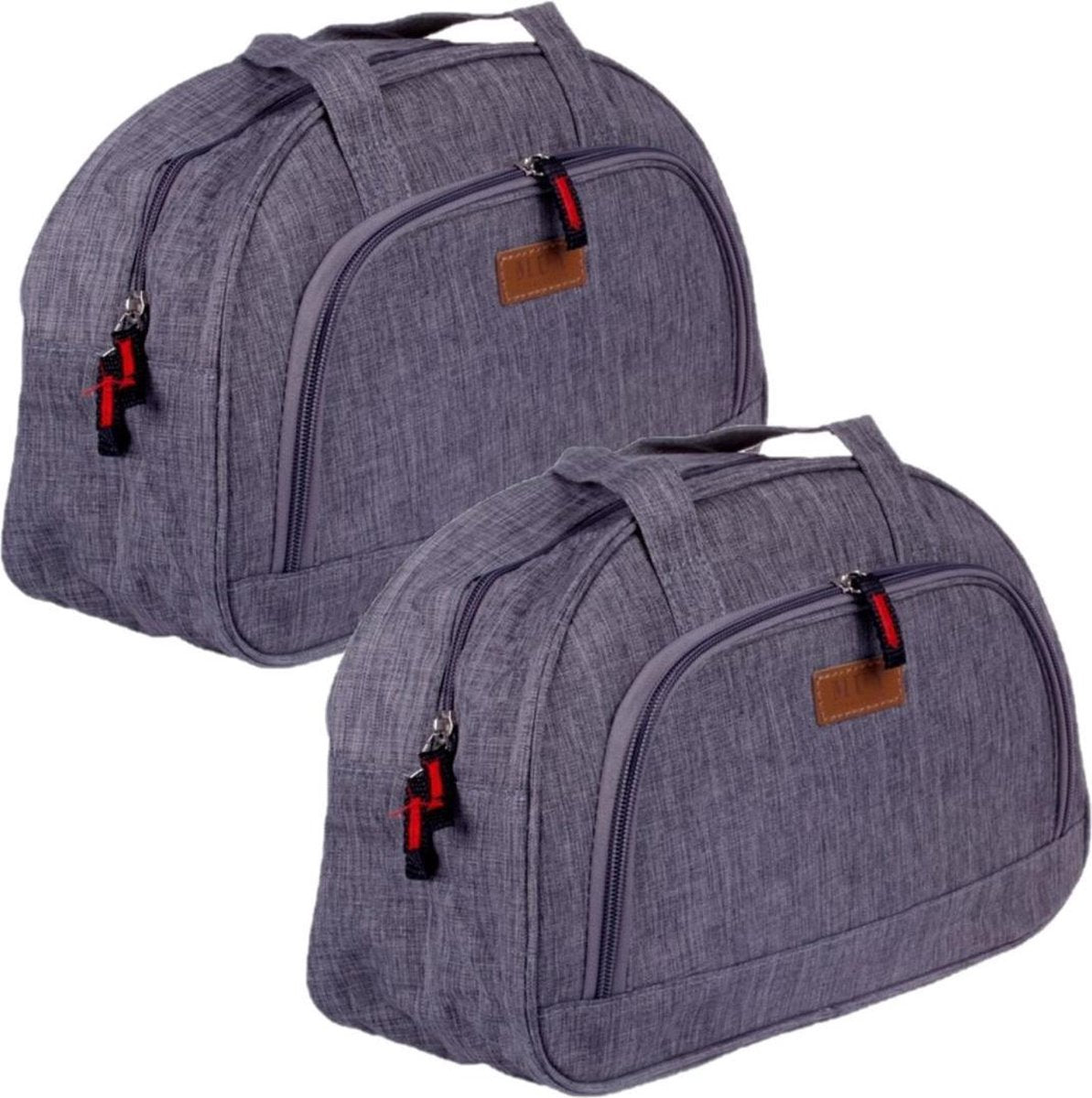 Set van 2x stuks kleine koeltassen voor lunch grijs 32 x 12 x 21 cm 8 liter - Koeltassen