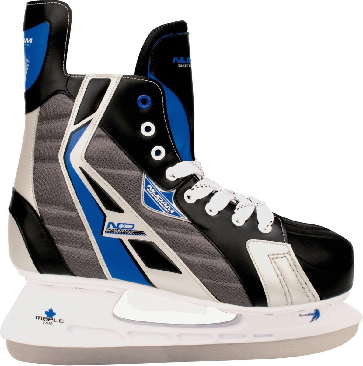 Nijdam IJshockeyschaats Polyester - Deluxe - Zwart/Grijs - Maat 44