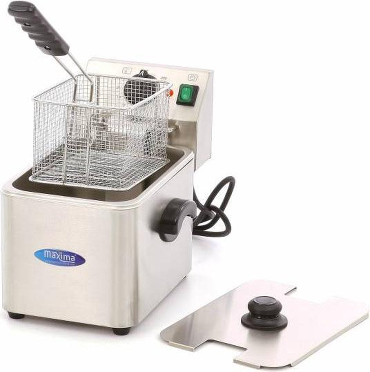Frituurpan 4 Liter - RVS - 1 kg Frites - Koude Zone - met Deksel - tot 185 Graden - Professionele Friteuse / Frietpan - Maxima