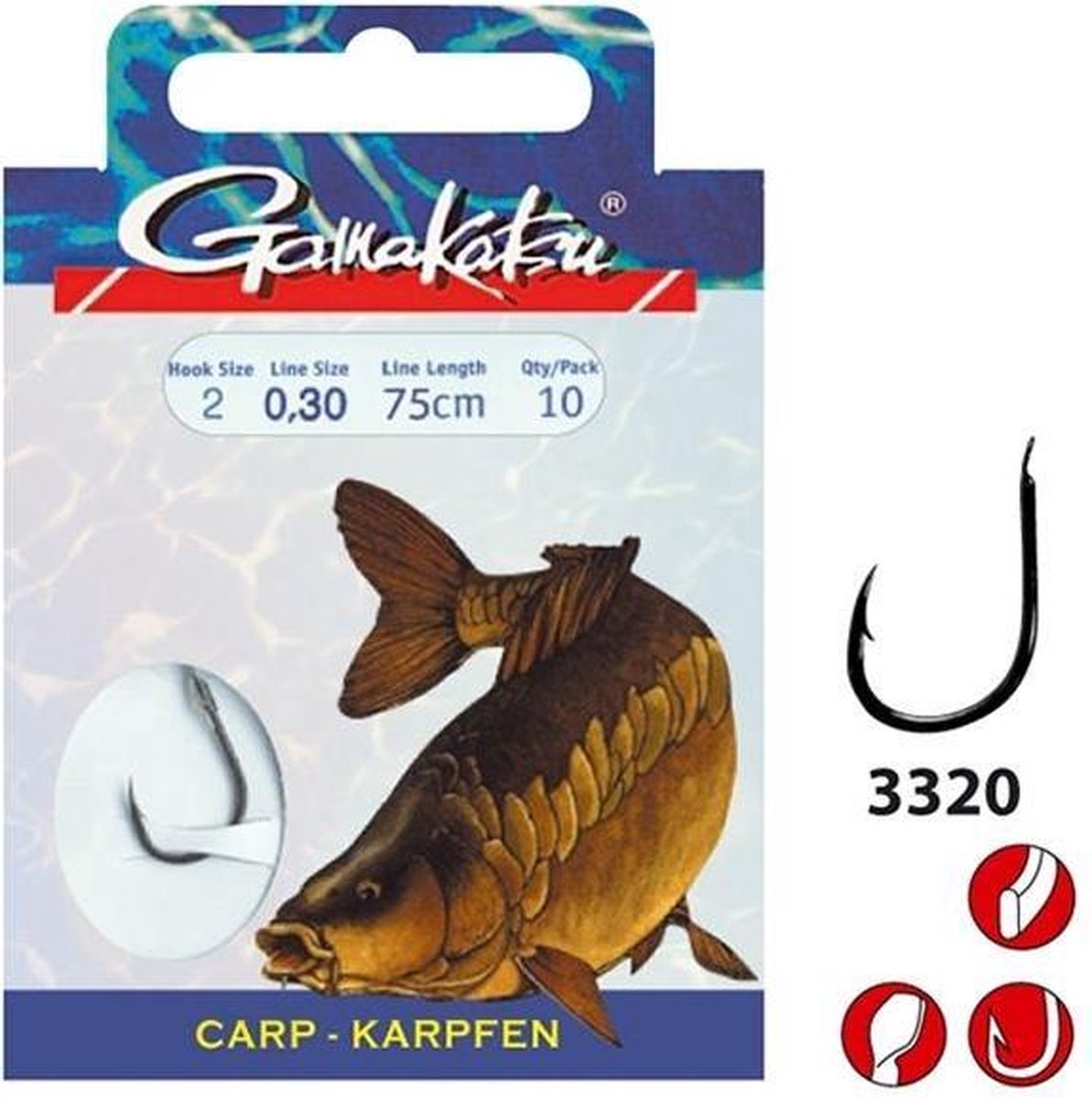 Gamakatsu Carp - 3320F - Haakmaat 6 - lijndiameter 0.26