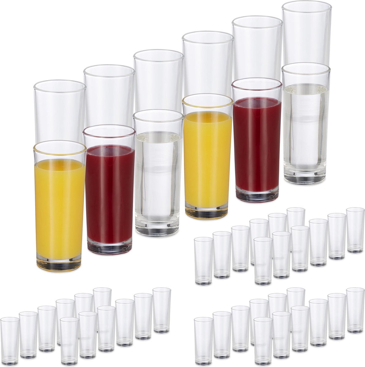 relaxdays 48x longdrinkglazen - glazen set - 300 ml - waterglazen - drinkglazen
