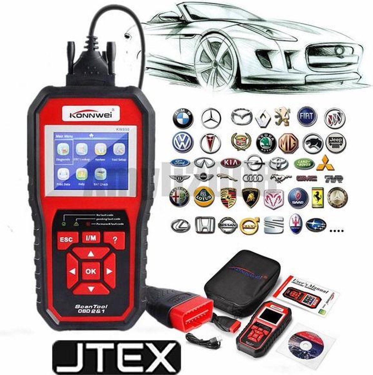 JTEX® obd2 scanner JTEX kw850