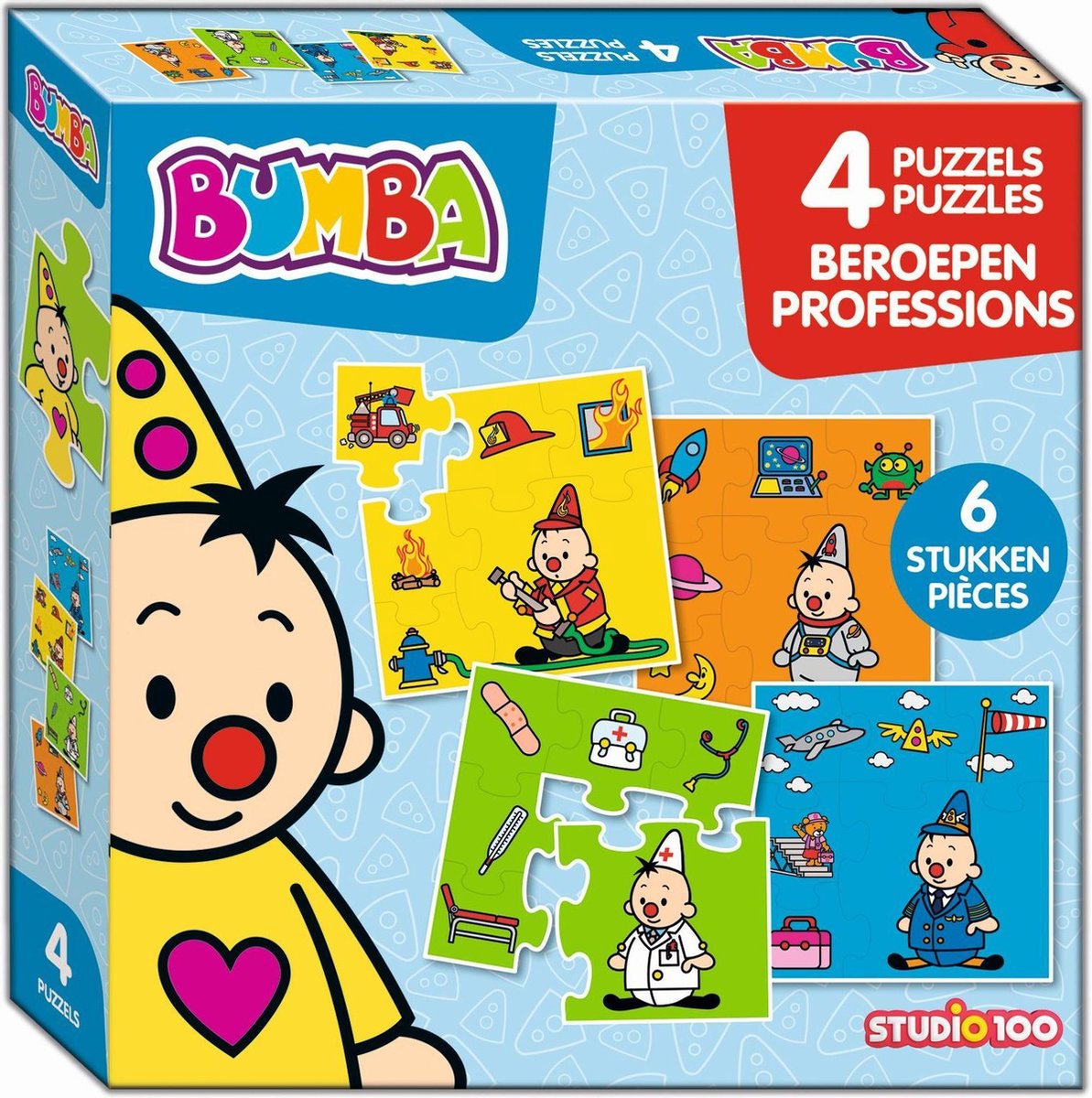 Bumba - Puzzel - 4 in 1 puzzel - beroepen - 4 x 6 stukken - brandweerman