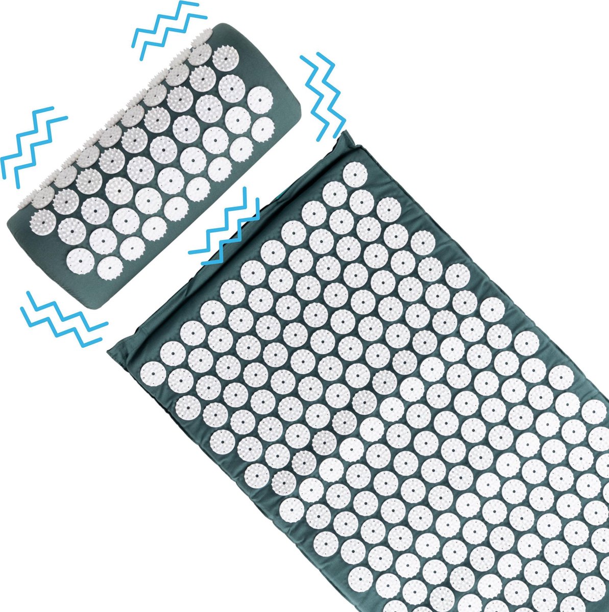 Silvergear Acupressure Mat en Kussen - Vibrerend - Acupunctuur Set - Massage & Ontspanning - 68 x 42 cm - Groen