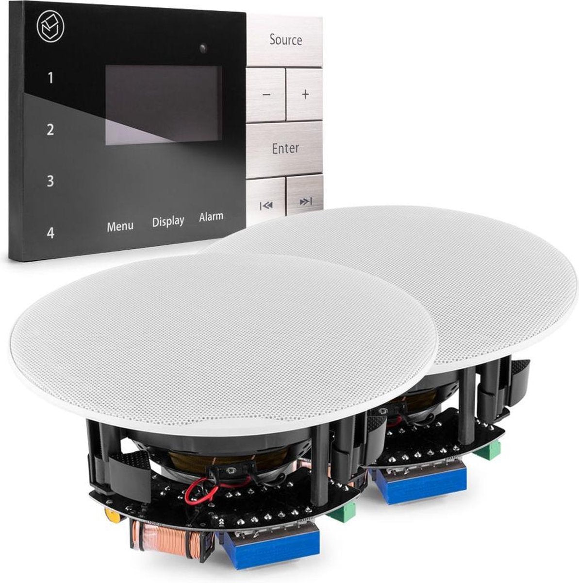 Inbouw stereo set met DAB radio met Bluetooth en 2 plafondspeakers - Systemline E100