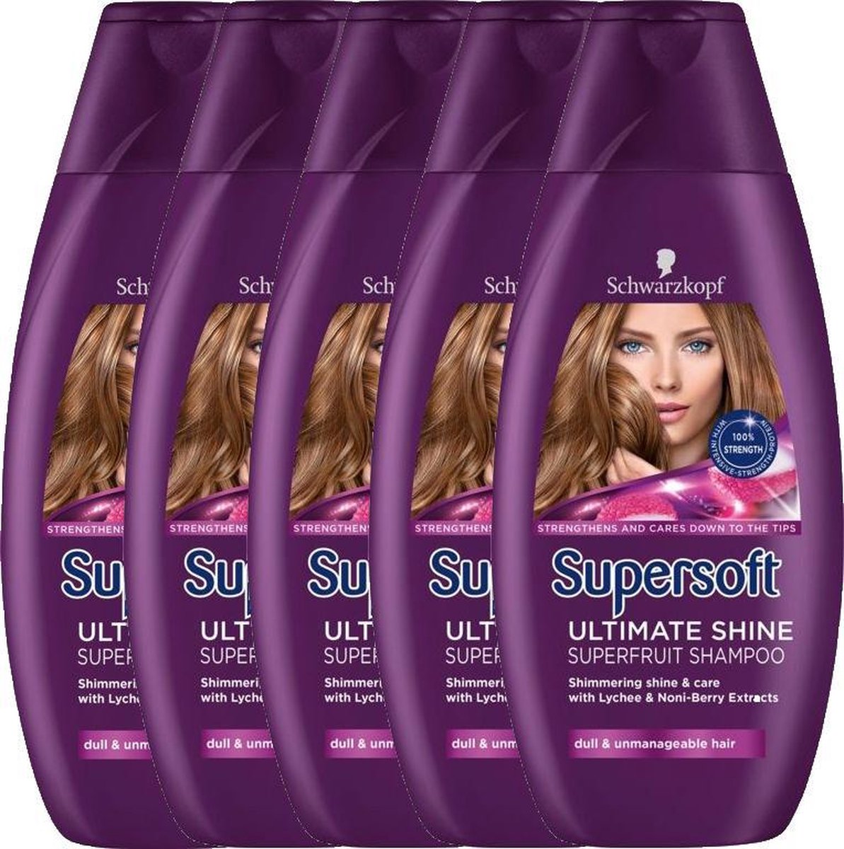 Schwarzkopf Supersoft Ultimate Shine Superfruit Shampoo - 5 x 400ml - voordeelverpakking