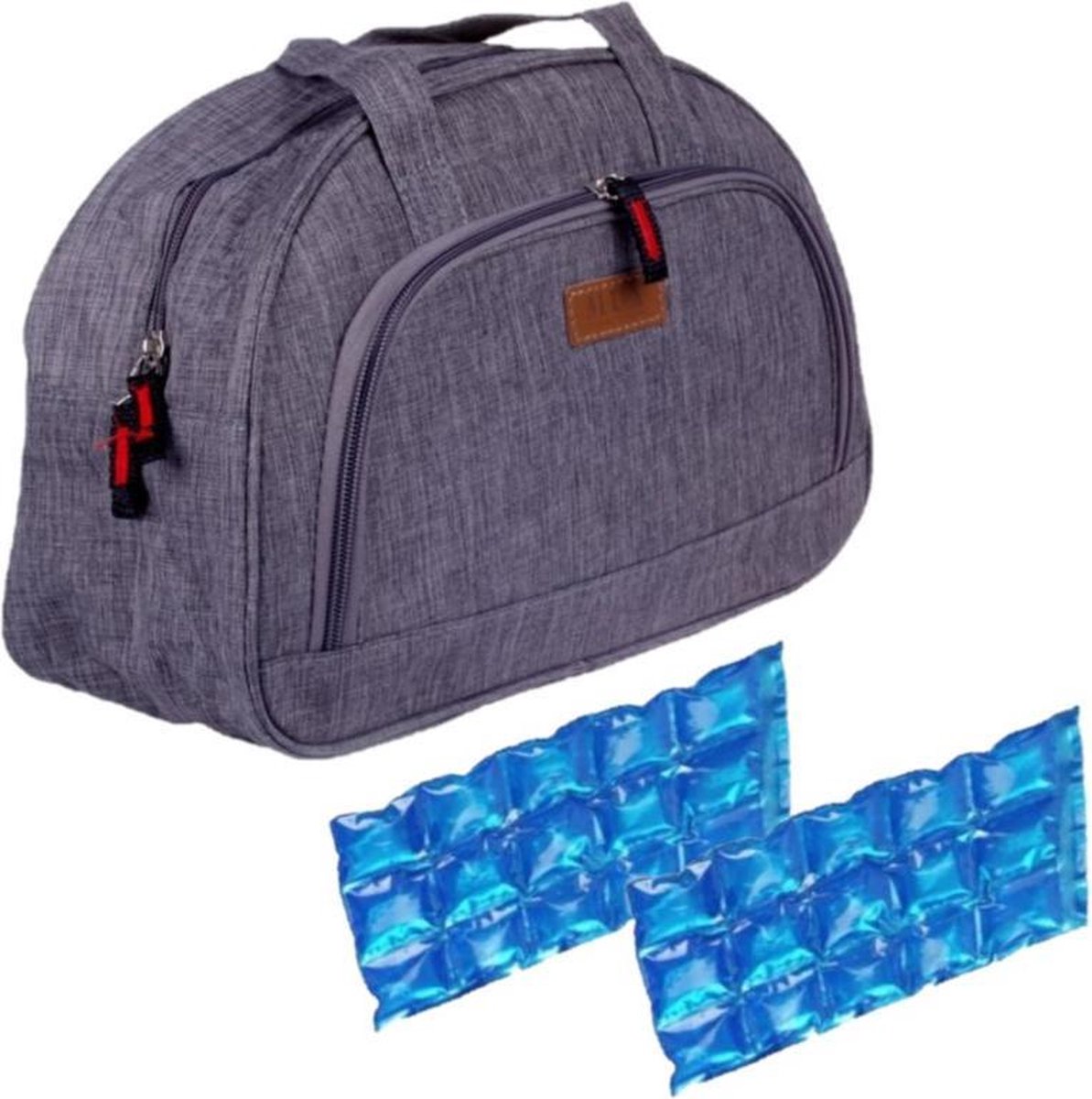 Kleine koeltas voor lunch grijs met 2 stuks flexibele koelelementen 8 liter