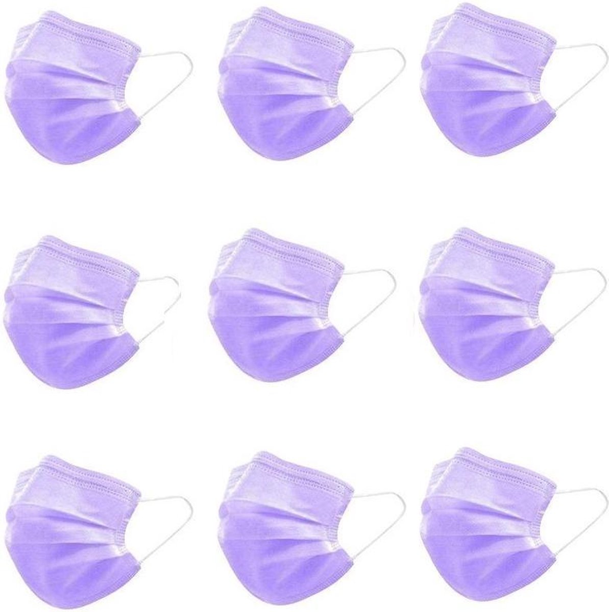 50 Paarse Wegwerp Mondmaskers | 50 Gekleurde Mondkapjes | 3 Laags | Hoogste Kwaliteitsgarantie