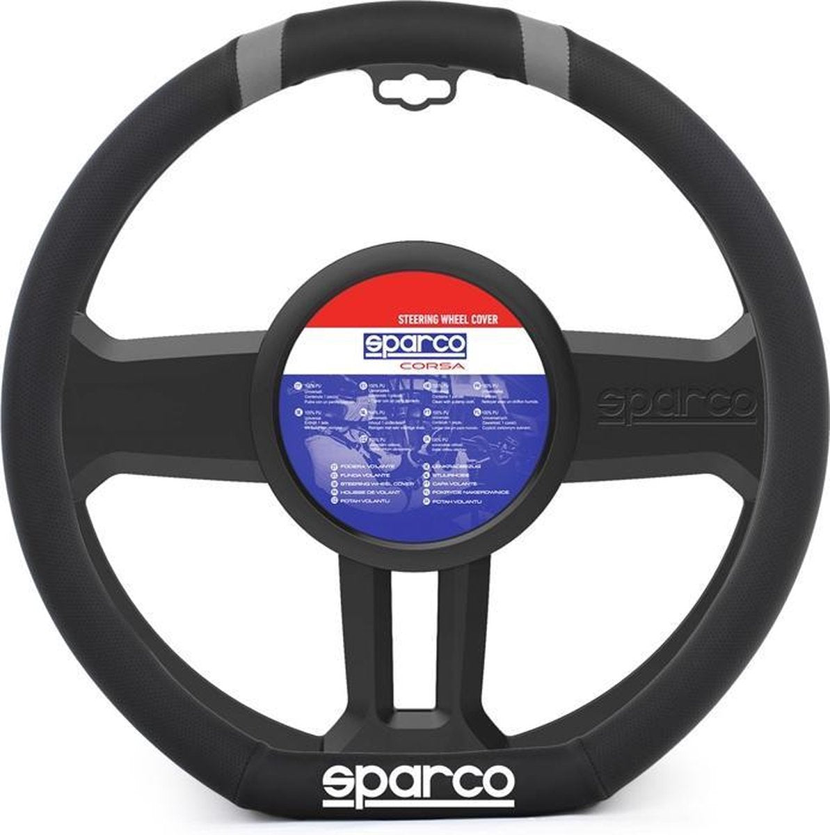 Sparco Stuurhoes Flat Bottom Uni Kunstleer Zwart/grijs 38 Cm