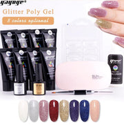 Yayoge polygel starterspakket 8 kleuren glitter 14 delige set polygel nagels nail art