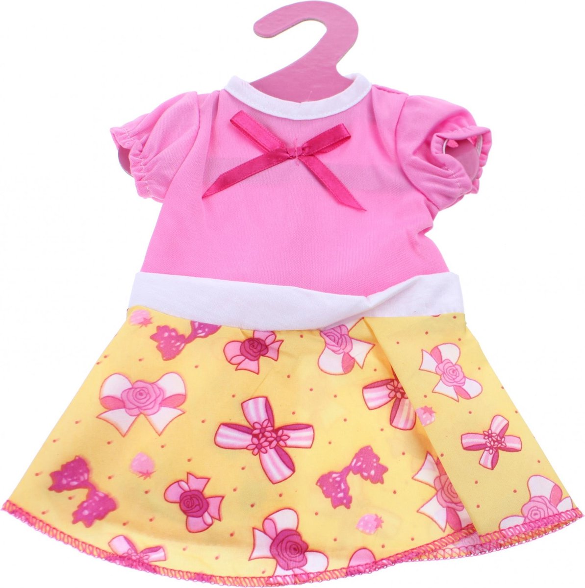 Johntoy Baby Rose Jurkje Strik Roze/geel 22 Cm