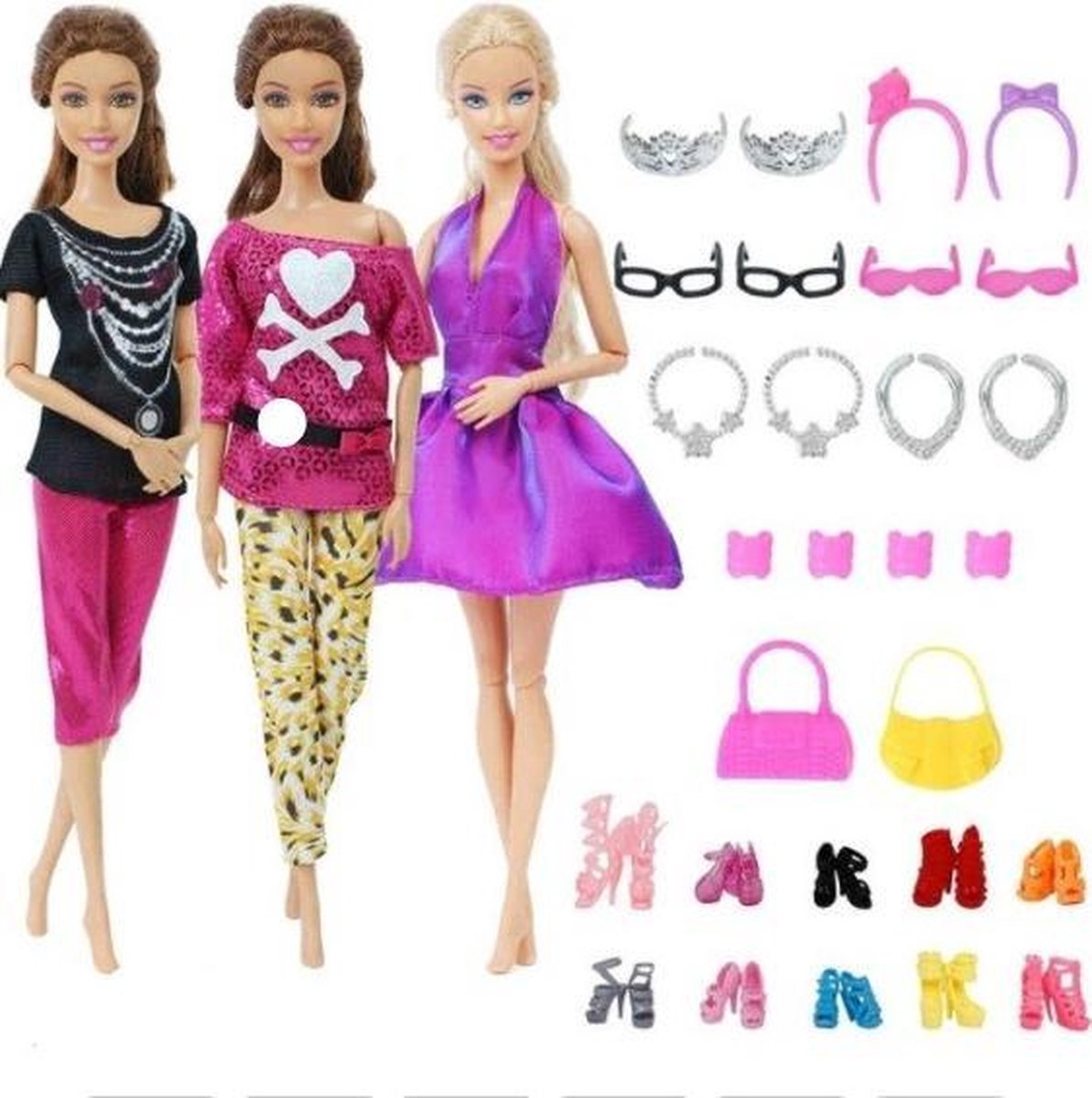 Barbiekleertjes set - 3 outfits
