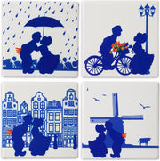 Onderzetters Kussend paar 4 stuks - Heinen Delfts Blauw - Holland