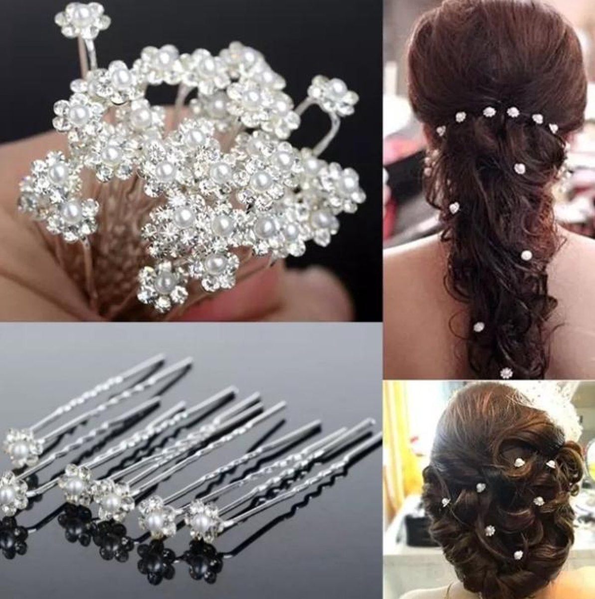 Haarpins "Multiplaza" bloem/parel 10.st