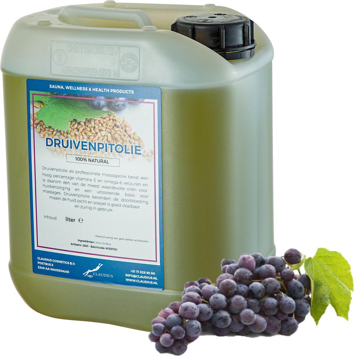Massageolie Druivenpitolie (100% Natuurlijk) - 5 liter