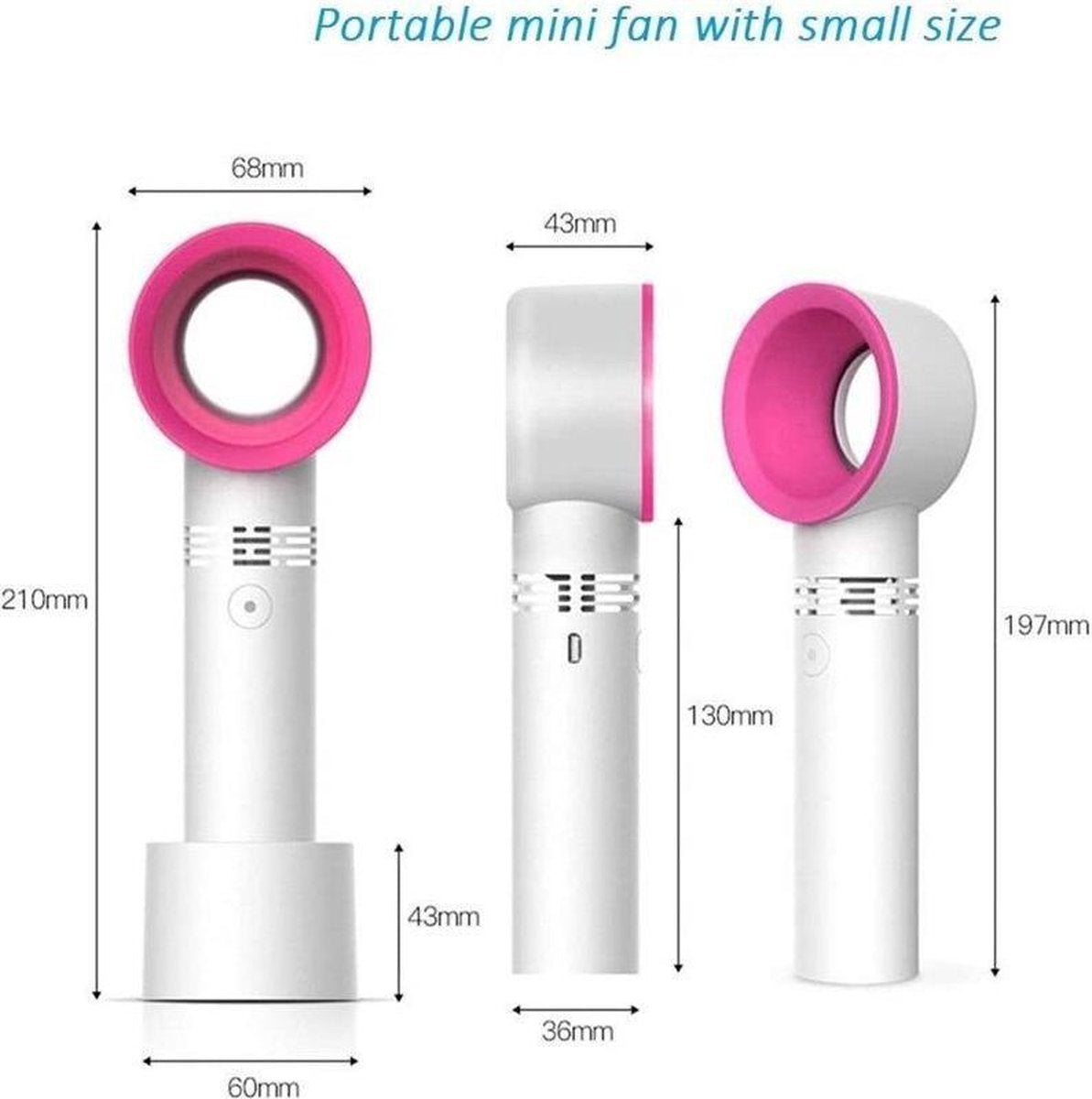 Bladeless ventilator - Ventilator - Tafelventilator – 3 standen – USB Oplaadbaar – Bladeloos – Draagbaar Mini Koelventilator Wit