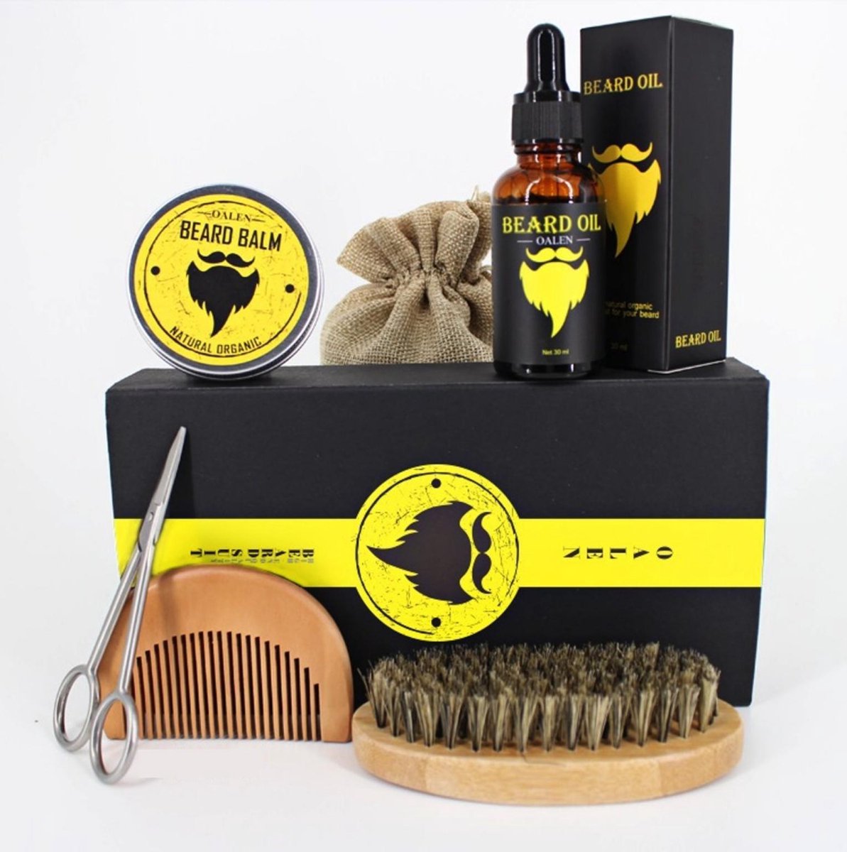 Luxe Baard verzorging set - Oalen Baardset - Baard olie - Baard schaar - Baard kam - Baard wax - 100% BIOLOGISCH - Natuurlijke Baardverzorging - Geschenkset voor mannen | Verjaardag | Vaderdag