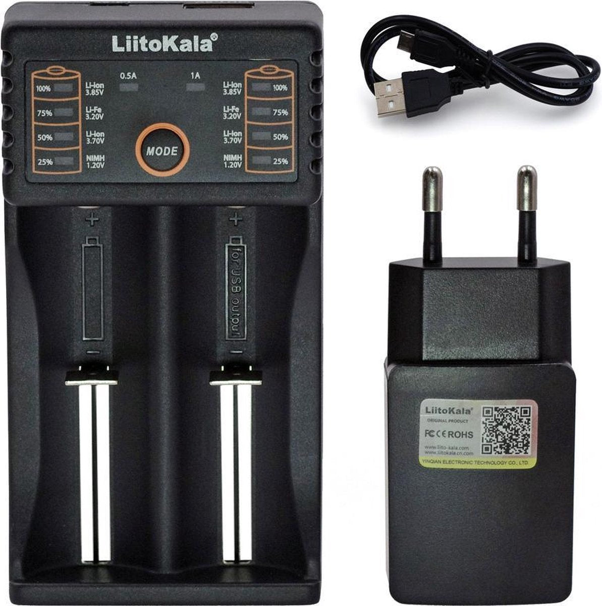 LiitoKala | Ultrafire Batterij ladervoor 2 stuks 18650/18490/18350/14500/17500/18500/17670/10440/16340/rcr123