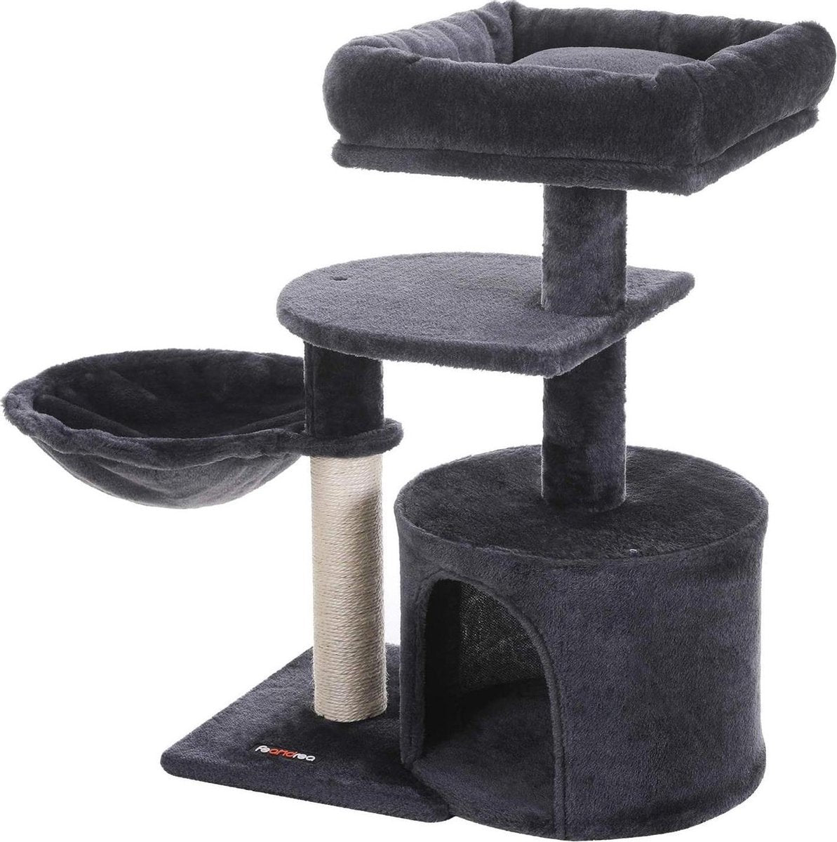 Nancy's Krabpaal - Krabpalen - Hangmat en Grot - Speelhuis Voor Katten - Rookgrijs - 48 x 32 x 68 cm (L x B x H) PCT59G