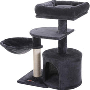 Nancy's Krabpaal - Krabpalen - Hangmat en Grot - Speelhuis Voor Katten - Rookgrijs - 48 x 32 x 68 cm (L x B x H) PCT59G