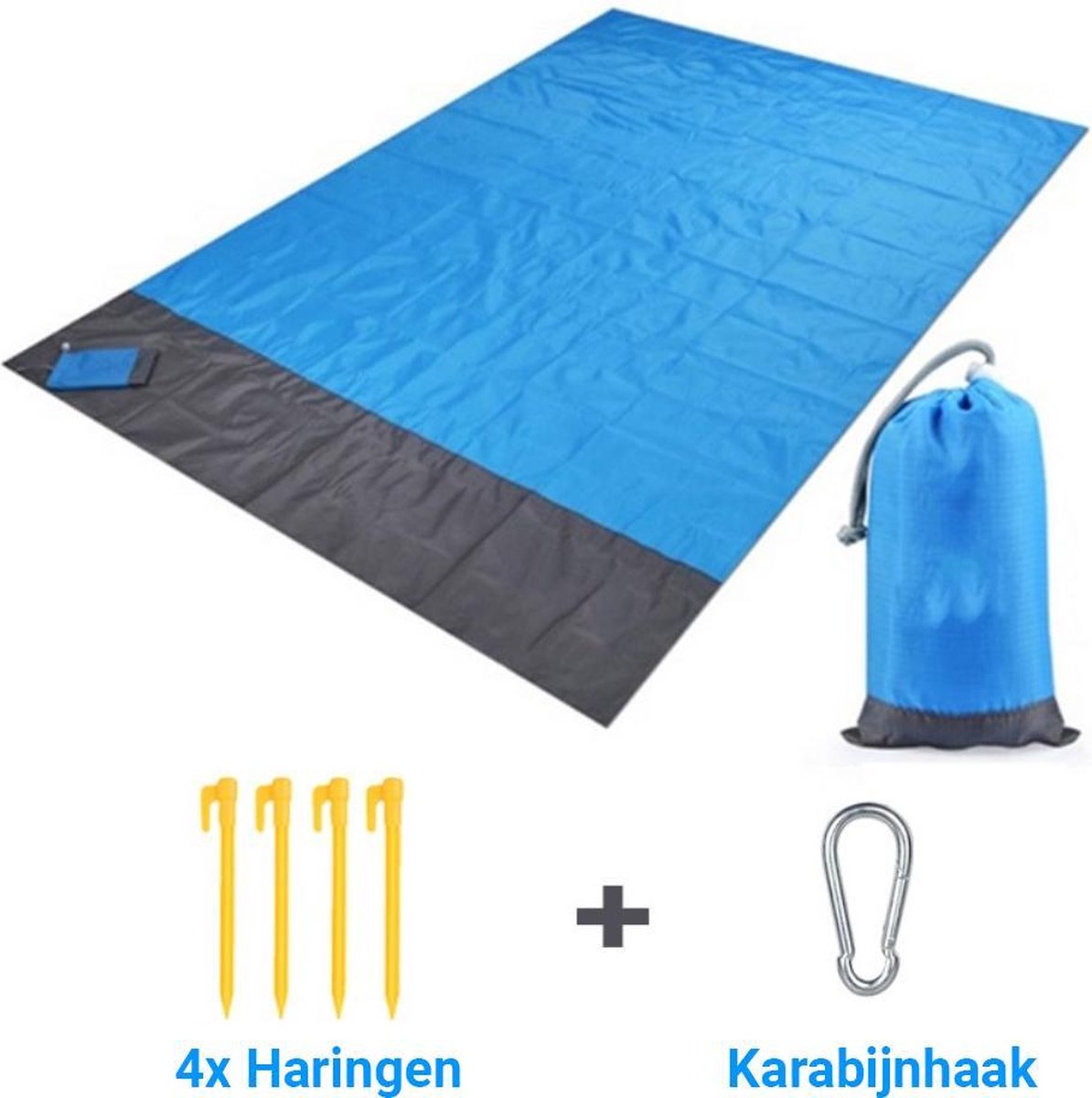 Picknickkleed – Opvouwbaar Picknickdeken – Strandlaken – Pocket Size - Picknickkleed Waterdicht – Waterafstotend kleed – Picknicken / Strand - Laken - Blauw 200x140 cm