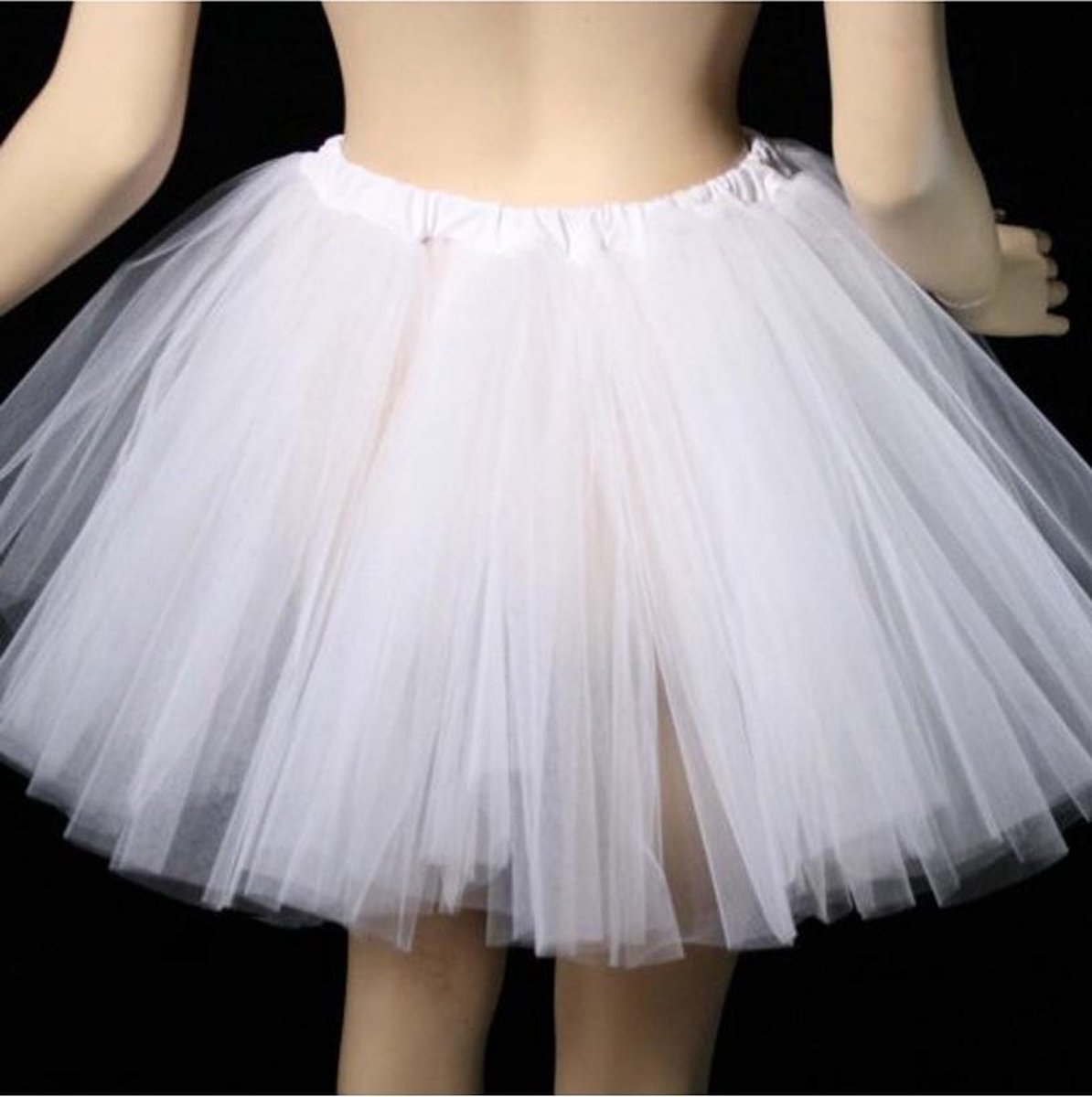 Dunne witte tule rok petticoat tutu - wit - M-L - onderrok ballet rokje turnen bruid engel rock 'n' roll