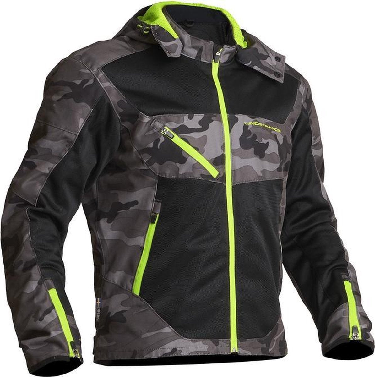 Lindstrands textiel motorjack Rexbo Camo/fluor 56