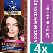 Poly Color 43 Donkerbruin Haarverf 4 stuks Voordeelverpakking