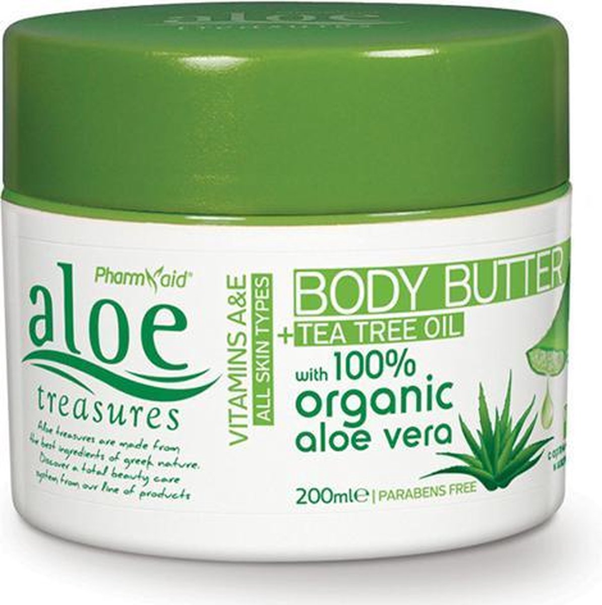 Pharmaid Aloe Treasures Body butter Tea Tree Oil en 100% organic  Aloë vera 200ml | Moisturizer