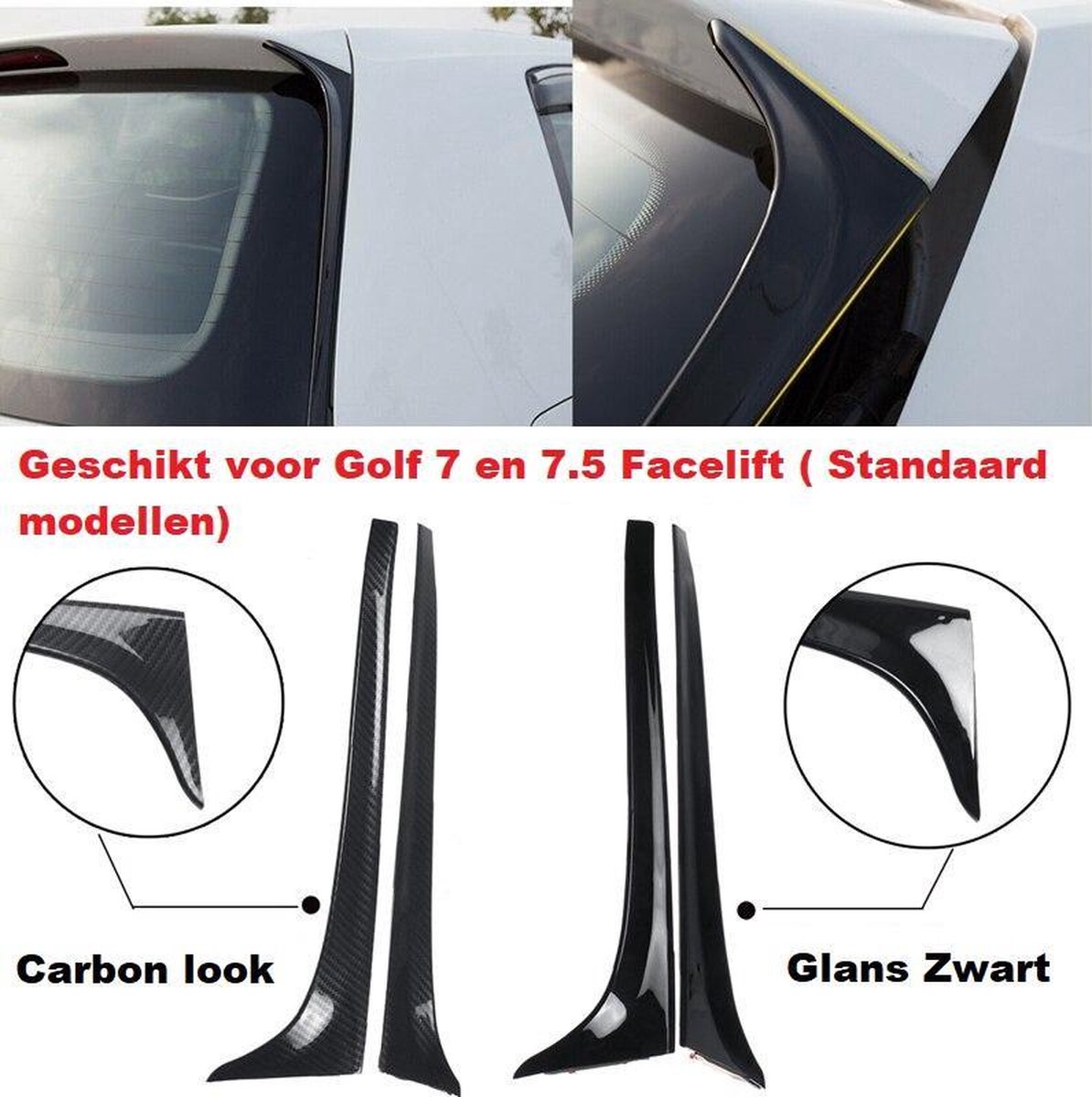 Achterraam Spoiler Wings Hoogglans Zwart Geschikt Voor Golf 7 En 7.5 Achterruit Spoiler R Line Tsi Tdi Gti Gtd R20